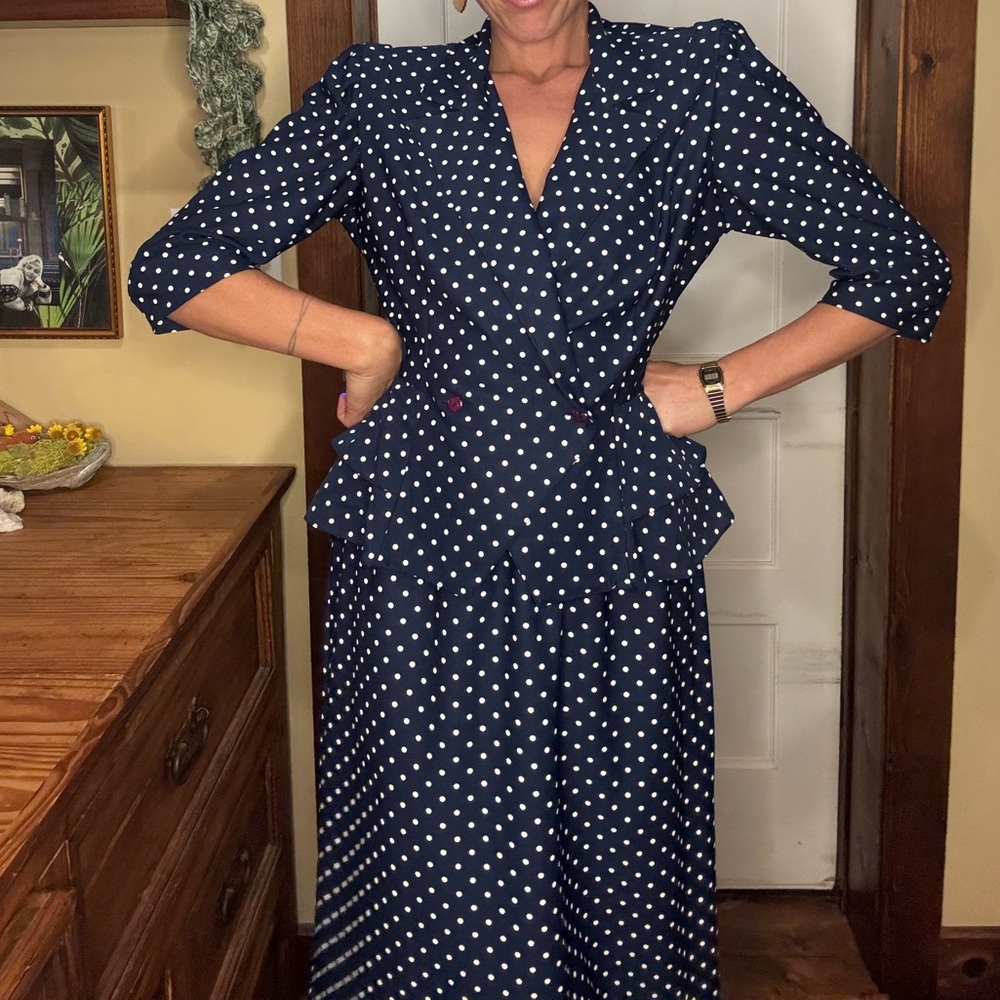 Vintage Polka Dot Matching Skirt Set